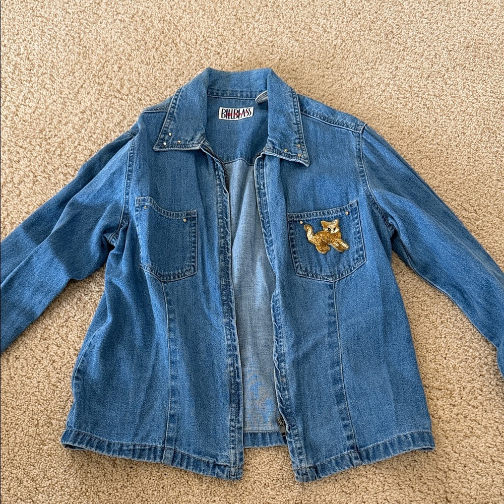 Bill Blass Blue Denim Long Sleeve Top